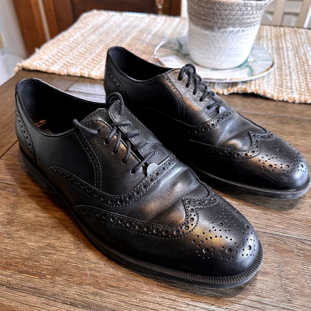 Cole Haan Mens Black Leather Wingtip Oxford Dress Shoes‎ C26665 Size 10 M